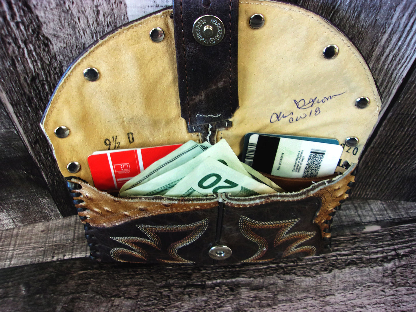 Wallet/Card Holder WC18 handcrafted from cowboy boots. Shop Handbags, Wallets & Cases at ChrisThompsonBags.com and buy the best card holder, country centerpiece, Country Chic, country style, Cowgirl Chic, cowgirl gift, cowgirl style, unique gift for her, wallet at Chris Thompson Bags.